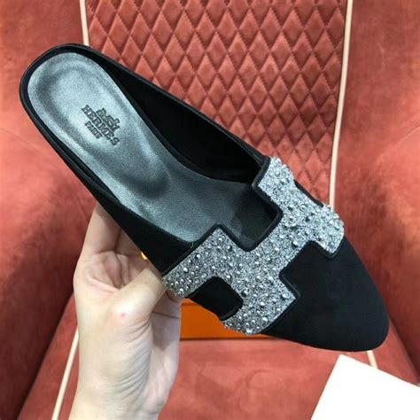 hermes mules roxane|HERMES Suede Goatskin Crystal Roxane Mules 36 Black.